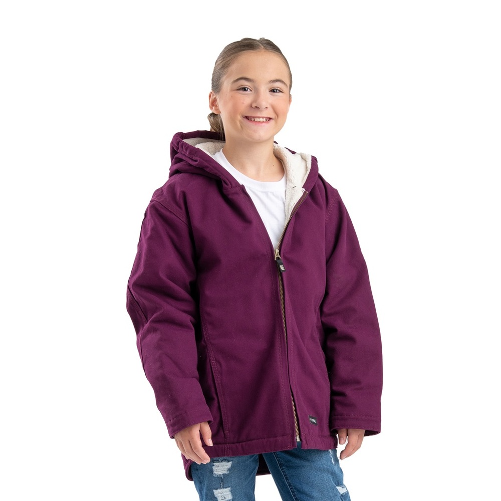 Kids Sherpa-Lined Hooded Jacket in Plum